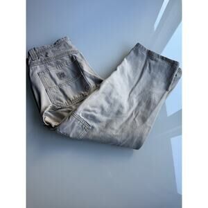 Lee Dungarees Boys Carpenter Pants Beige 100% Cotton Adjustable Waist Husky